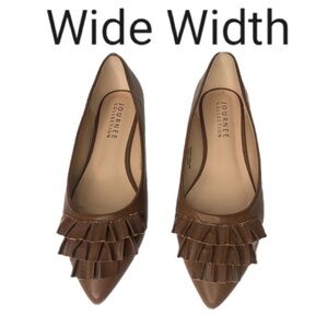 11W WIDE WIDTH Journee Collection JUDY Brown Cognac Slip On Pointed Toe Flats
